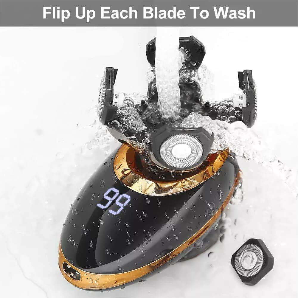 Electric Razor for Men, 5 IN 1 Electric Shaver For Men Beard Hair Trimmer Electric Razor 5D Floating 5-Blade Heads Electric Nose Hair Trimmer Rechargeable