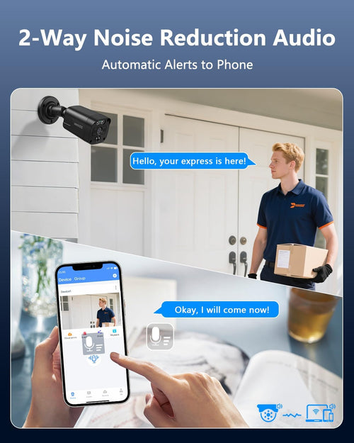 (2026 Update) 4K PoE Security Camera System w/PIR & AI Human Detection, 8CH NVR w/ 2TB HDD, 6 Cameras, 130° Ultra Wide Angle, 45-Day Recording, 2-Way Audio, Remote Control, No Monthly Fee