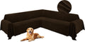 HDCAXKJ Corner Sectional Couch Covers for Dogs L Shape Sofa Cover with Tassel Chenille Super Soft Non Slip U Shaped Couch Cover Blanket Washable Sectional Slipcover Protector (Chocolate, 91x276 inch)