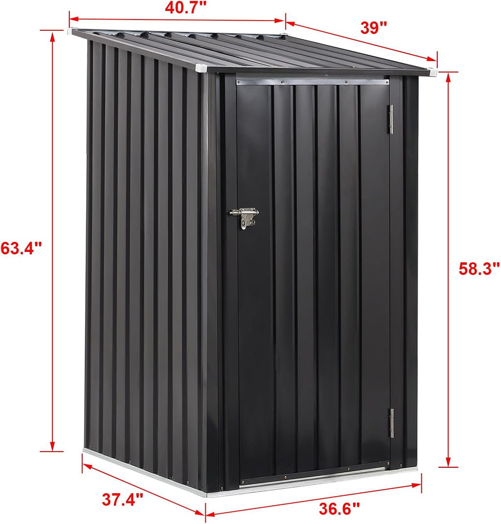 Outdoor Storage Shed, 3 x 3 FT Metal Steel Garden Shed with Single Lockable Door, Small Shed Outdoor Steel Utility Tool Shed for Backyard Patio Garden Lawn