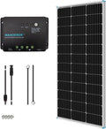 Renogy 100W 12V Solar Panel Starter Kit, 100 Watt Monocrystalline Solar Panel, 30A LCD PWM Charger Controller, Adaptor Kit, Tray Cables, Z Brackets for RV, Camper, and Other Off Grid Applications