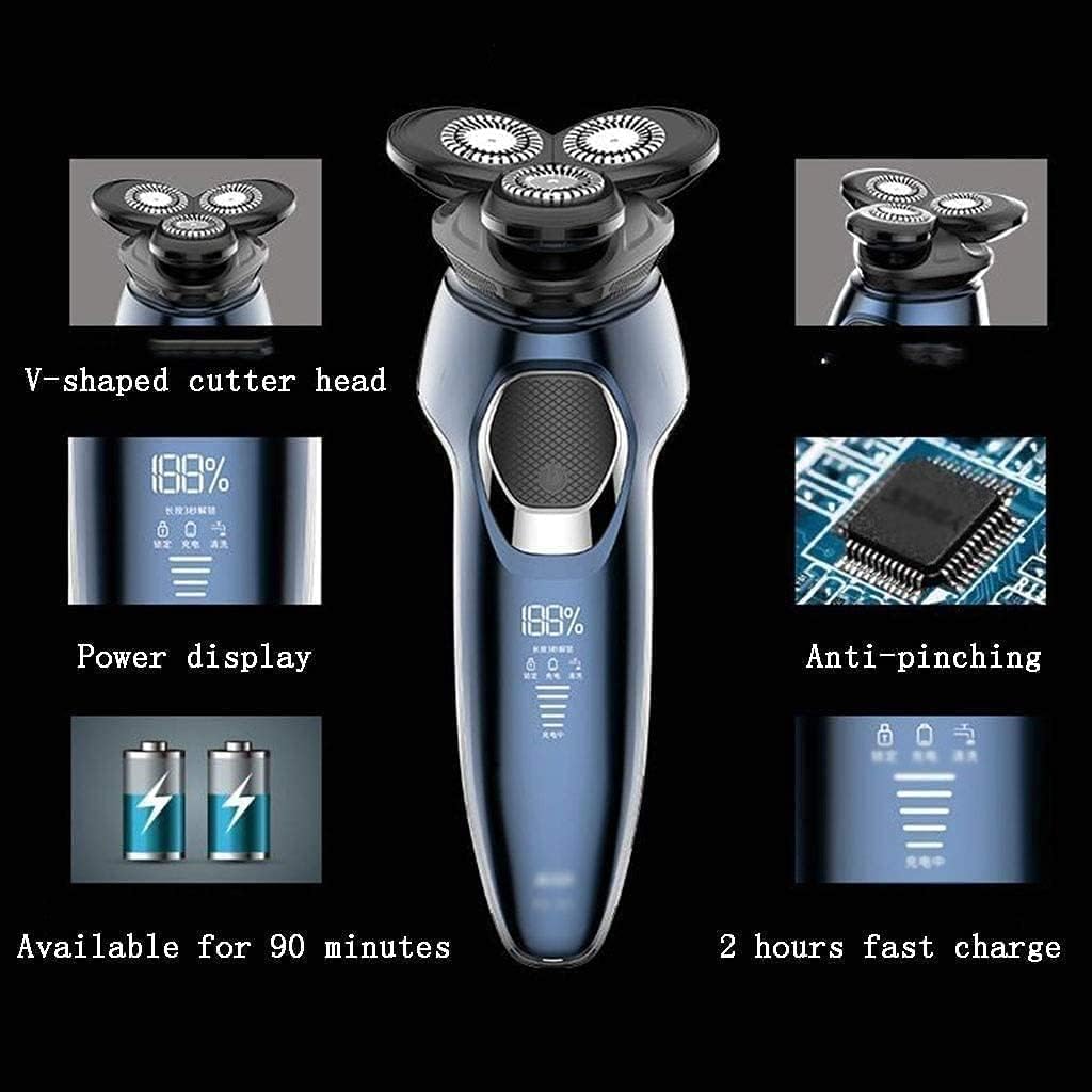 Electric Razor, Electric Shavers for Men, Dry Wet Waterproof Mens Rotary Facial Shaver, Face Shaver Cordless Travel USB Rechargeable with Beard Trimmer LED Display for Shaving Husband Dad