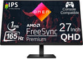 HP OMEN 27q 27 inch QHD Gaming Monitor 165Hz IPS 1ms AMD Freesync Premium Console Compatible DisplayPort Dual HDMI VESA Mountable for Laptop Computer PS5 Xbox Desk Setup, Black (Renewed)