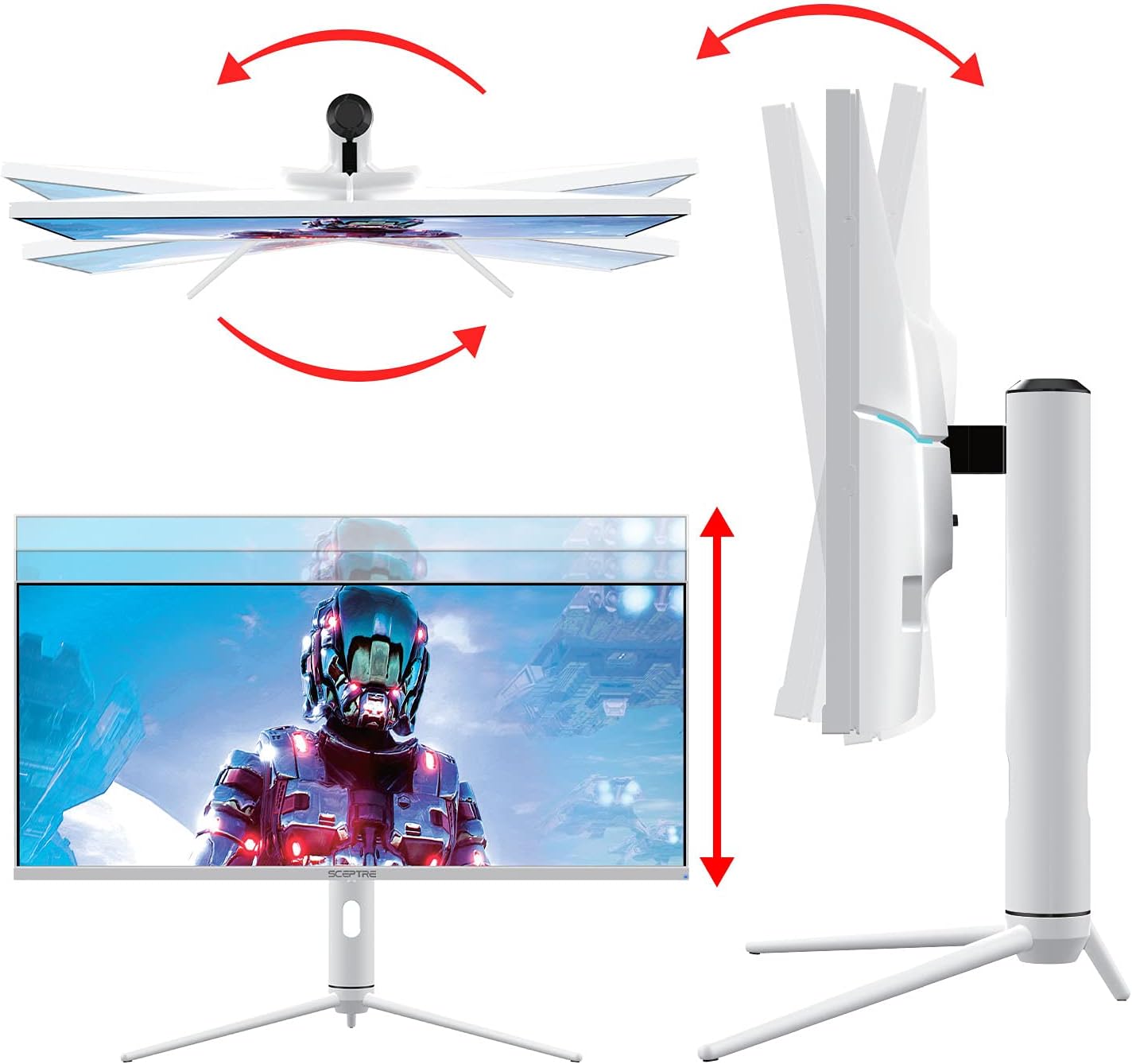 Sceptre IPS 34' White UltraWide Monitor 3440 x 1440p HDR400 1ms up to 144Hz 95% DCI-P3 PIP PBP DisplayPort HDMI USB-C Height Adjustable (E345B-QUN168W)