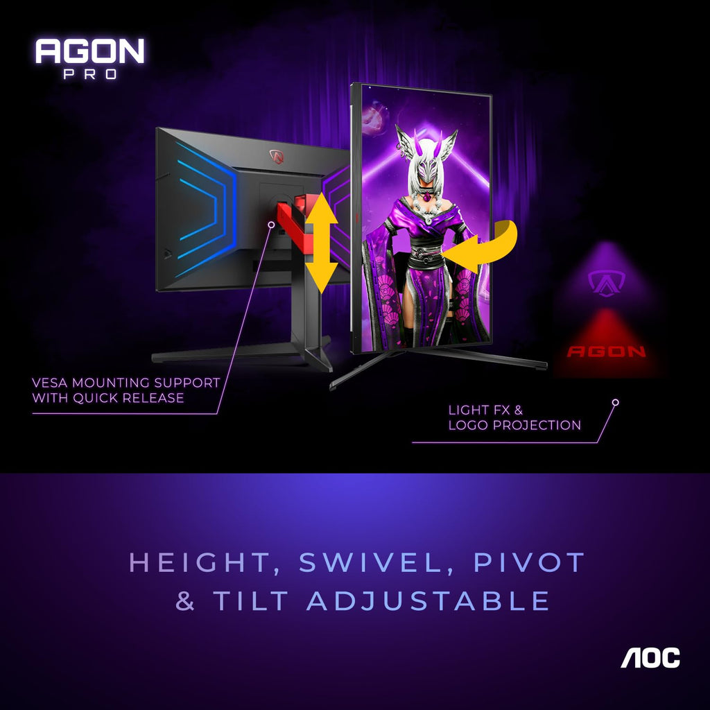 AOC AG274QG-B 27' Tournament Gaming Monitor 2560 x 1440 240Hz Certified Refurbished