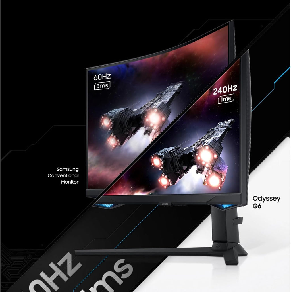Samsung 32' Odyssey Curved Gaming Monitor | 240Hz, 1ms | QHD, HDR600 | AMD FreeSync Premium Pro | 1000R Curve | Gaming Hub, Smart TV |Includes Remote Control