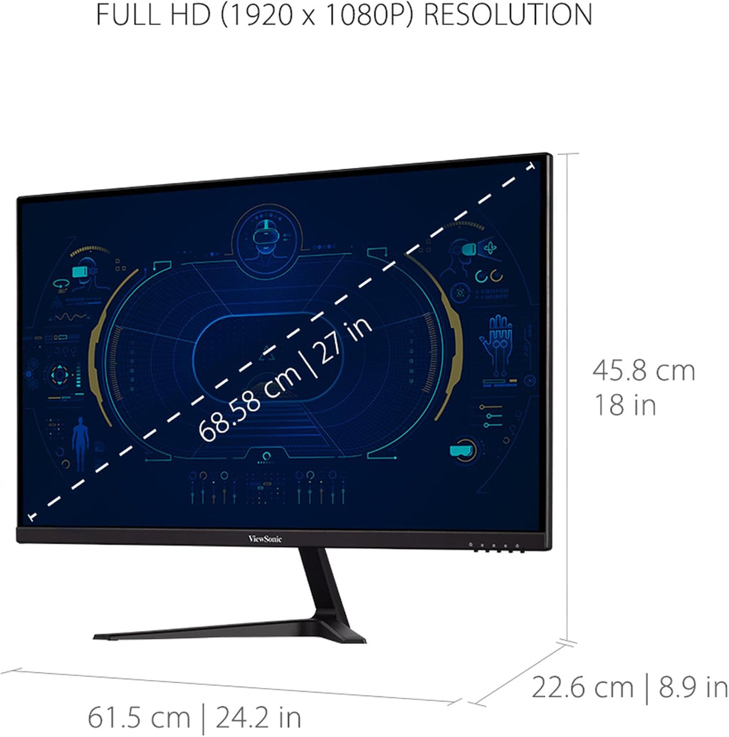 ViewSonic VX2718-P-MHD 27 Inch 1080p 1ms 165Hz Gaming Monitor with AMD FreeSync Premium, Eye Care, HDMI and DisplayPort (Renewed)