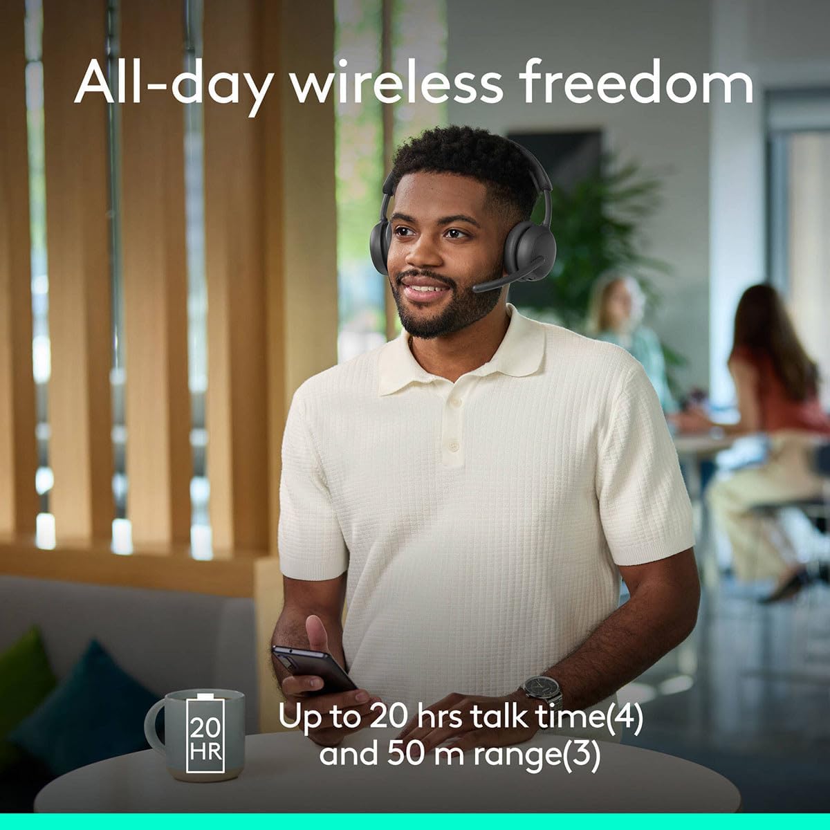 Logitech Zone Wireless 2 ES for Business - Noise-Canceling Wireless Headset with Adaptive Hybrid ANC, Native Bluetooth, Microsoft Teams Certified - Graphite
