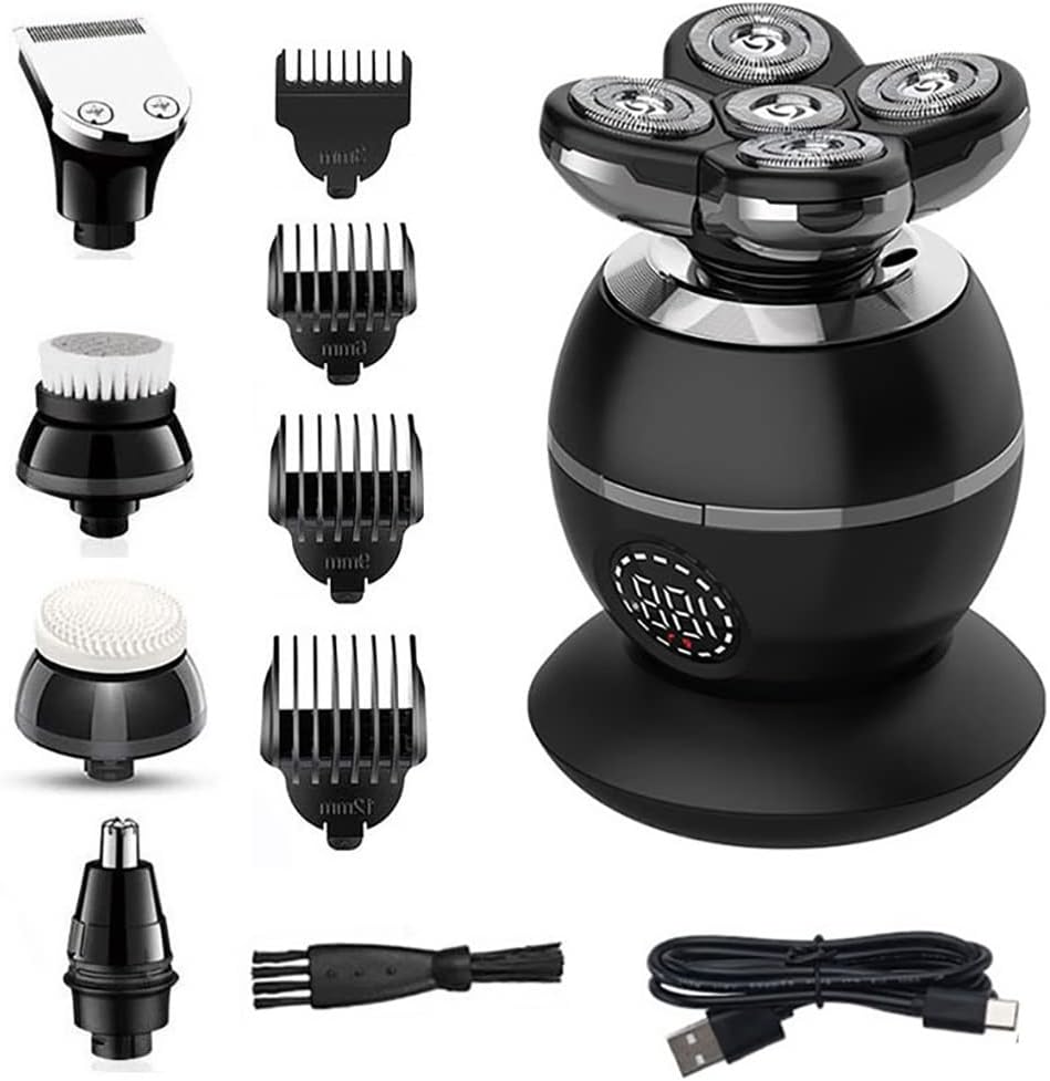 Electric Razor for Men, Whole Body Washing Electric Shaver Facial Grooming Strong Rotary Electric Razor Beard Shaving Machine Bald Usb Rechargeable