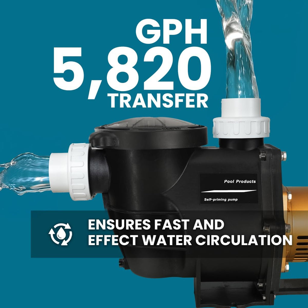 XtremepowerUS 2HP In-Ground Swimming Pool Pump Dual Speed High Flow 2' Inlet 230V High Flo 2-Speed w/ Slip-On Fitting Adapter, 5,820 GPH with Filter Basket