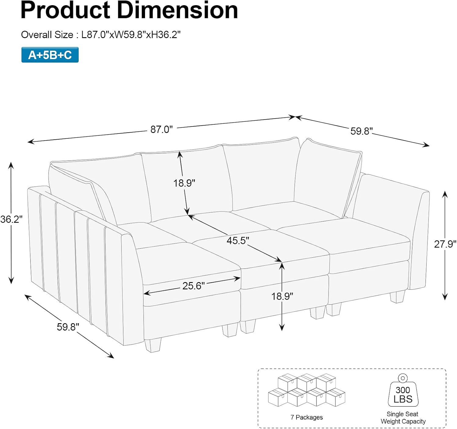 Belffin Modular Sectional Sofa Chenille Sleeper Sectional Couch with Storage Modular Sofa Bed for Living Room, 6 Seats, Beige