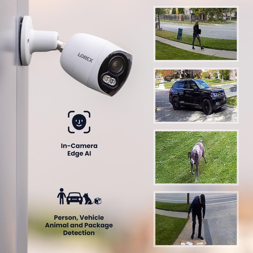 Lorex Fusion 4K 8MP 16 Camera Capable (Wired or Fusion Wi-FI) 2TB NVR System w/ 4 IP Dual Lens Cameras, Security Lighting, Motion Detection, Panoramic View, Color Night Vision, 2-Way Talk (6 Cam)