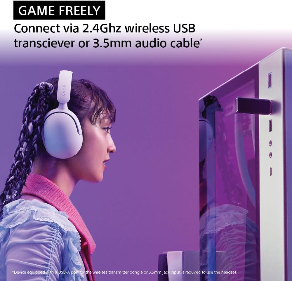 Sony INZONE H5 Wireless Gaming Headset, 360 Spatial Sound, Works with PC, PS5, 28 Hour Battery, 2.4Ghz Wireless and 3.5mm Audio Jack, WH-G500 White