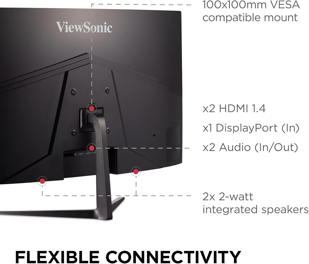 ViewSonic VX3218C-2K 32' Curved 1440p 1ms 165Hz Gaming Monitor with AMD FreeSync Premium, HDMI and Display Port(Renewed)