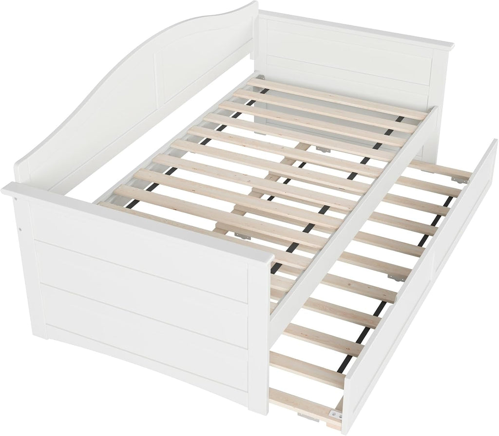 AFI, Acadia Twin Size Wood Daybed Frame with Twin Trundle, White