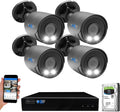 GW Security Smart AI 8 Channel 12MP NVR Ultra-HD 4K PoE Security Camera System with 4 x 8MP 2160P Face Recognition/Human/Vehicle Detection Outdoor Indoor Surveillance IP Camera, Built-in Microphne