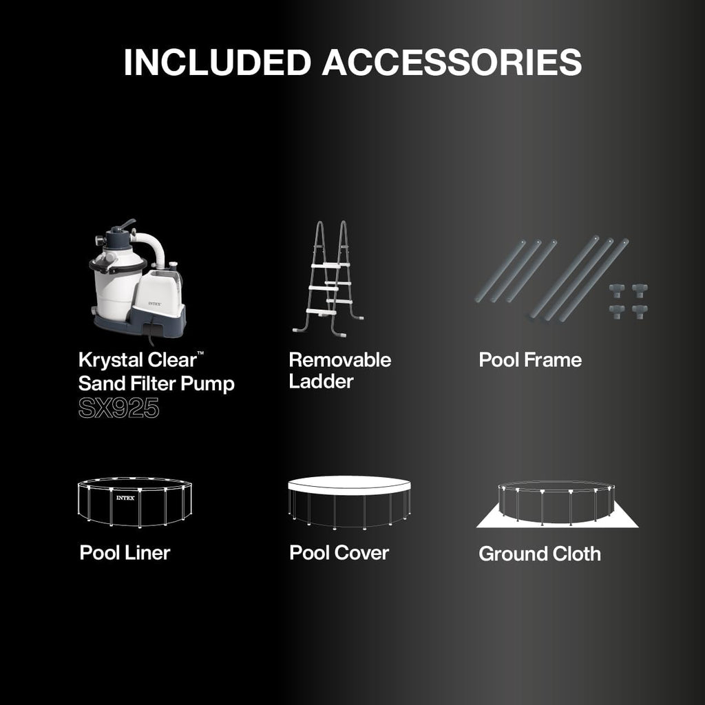 INTEX 26309MZ 14ft x 42in Ultra XTR Frame Deluxe Above Ground Swimming Pool Set with 925 GPH Sand Filter Pump, Removable Ladder, Ground Cloth, Pool Cover, SuperTough, Puncture and Rust Resistant