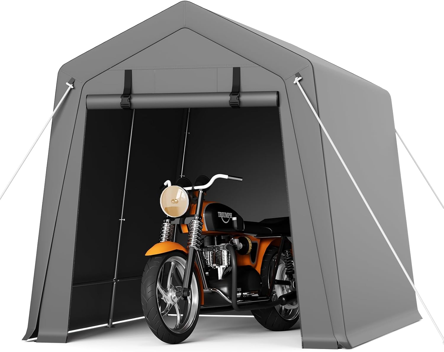 6x6FT Portable Outdoor Garage, Waterproof & UV-Resistant Portable Storage Shed with 2 Roll-Up Doors, Carport Tent for Motorcycle, Bike, and Tools