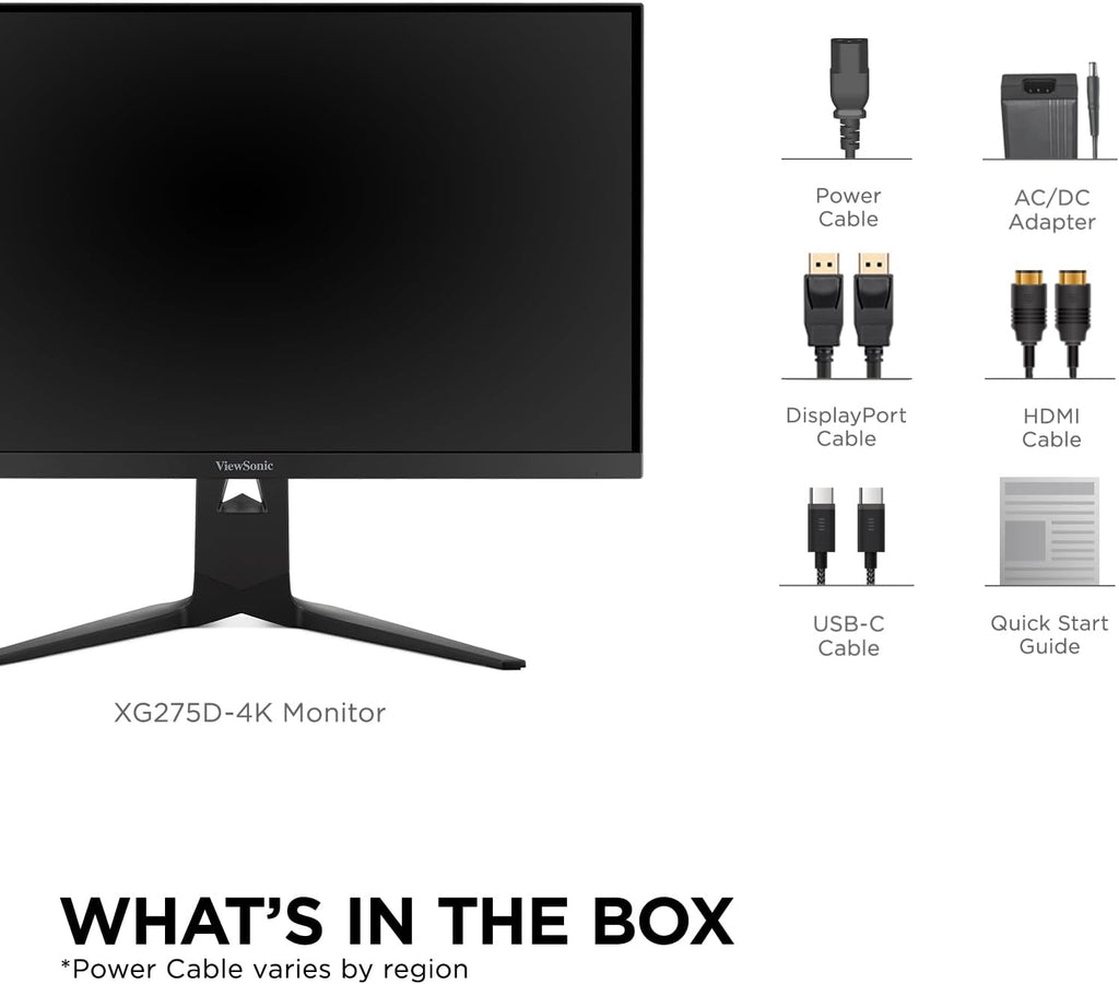 ViewSonic XG275D-4K 27 Inch 4K UHD Gaming Monitor with Switchable Refresh Rate Up to 320Hz, 0.5ms Response Time, AMD FreeSync Premium, Advanced Ergonomics, HDMI, DisplayPort, and 65W USB-C