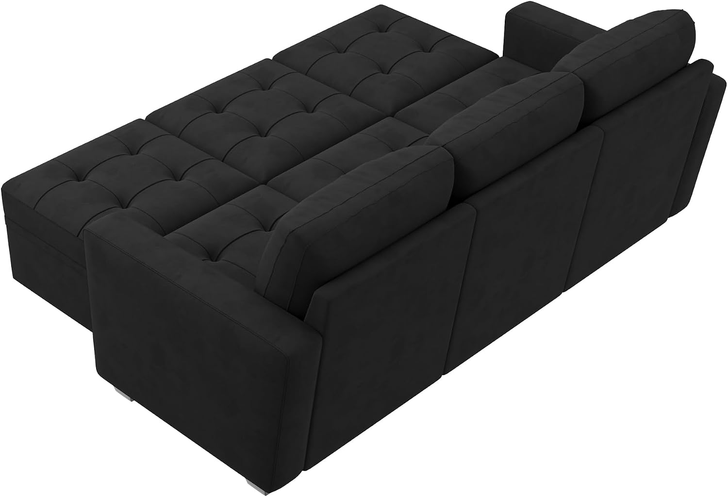 HONBAY Modular Sectional Couch Sleeper Sofa Bed with Storage Seats Oversized Sectional Couches for Living Room,Black