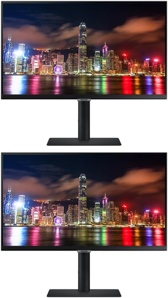 Samsung S60UA 27-inch 1440P 2K QHD Ultra-Thin Bezel IPS LCD Viewfinity Monitor, 2-Pack Bundle with Daisy Chain, Dock, USB-C, DisplayPort, HDMI, USB Hub (S27A600UUN)