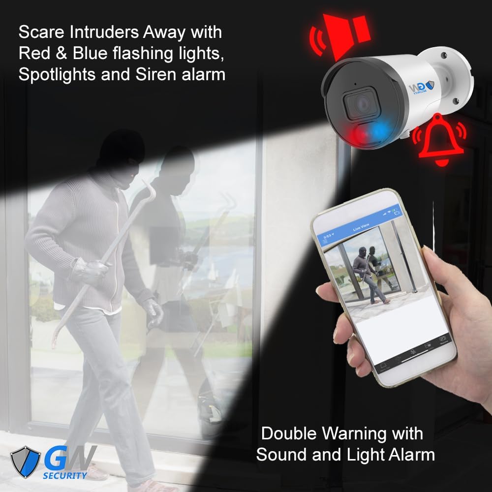 GW Security 32 Channel NVR UltraHD 12MP (4096x3072) Face/Human/Cars/License Plate Detection PoE Security Camera System with 16 x 6K 12MP Full Color Night Vision Waterproof 2-Way Audio Bullet Cameras