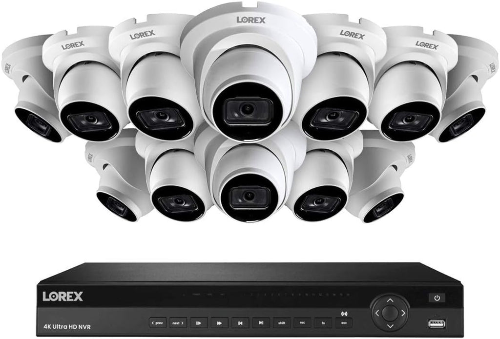 LorexTechnology NC4K3F-1612WD 16 Channel 3TB 4K Ultra HD Nocturnal NVR System with Twelve 4K Smart IP Security Dome Cameras w/Real-Time 30FPS and Listen-in Audio,150ft Color Night Vision,12 Dome