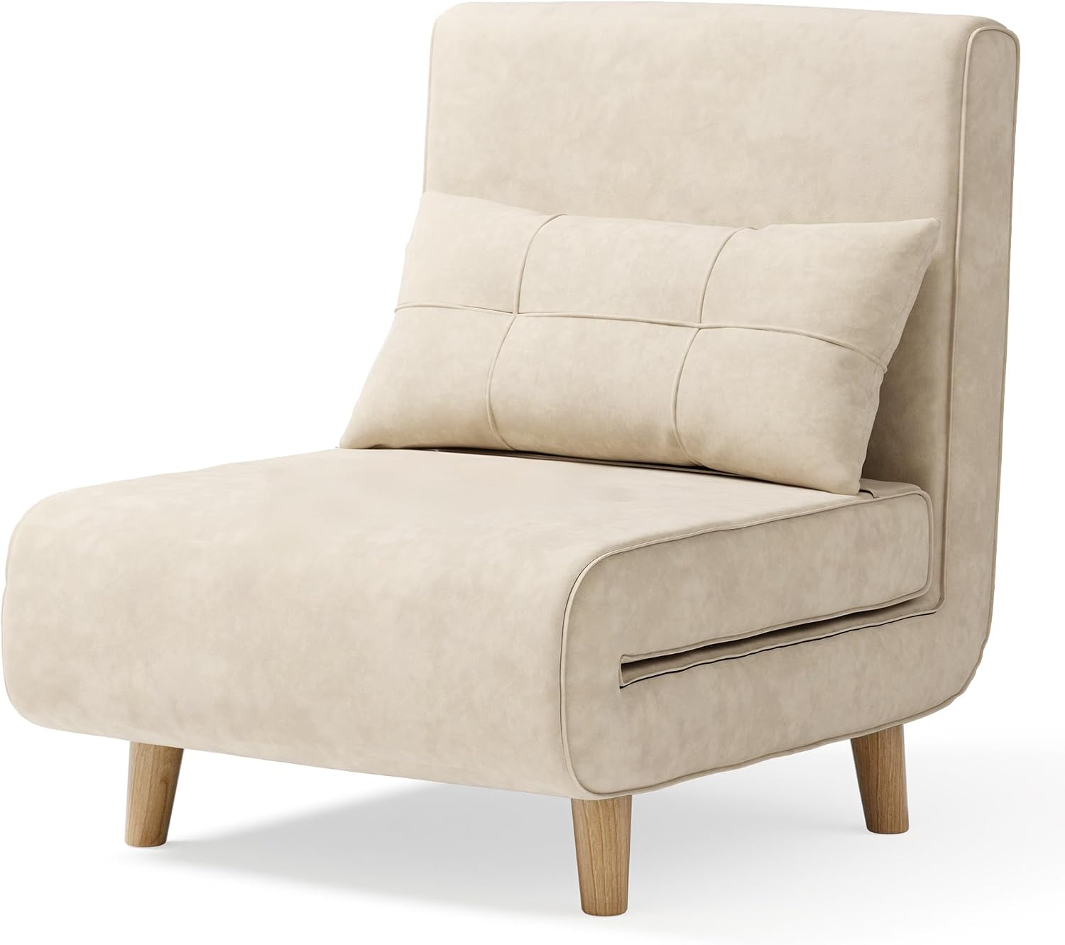 Ahomly 3 in 1 Convertible Sleeper Chair, Sofa Chair for Adults with 6 Angle Adjustable Backrest, Single Sleeper for Living Room/Apartment/Office, Beige