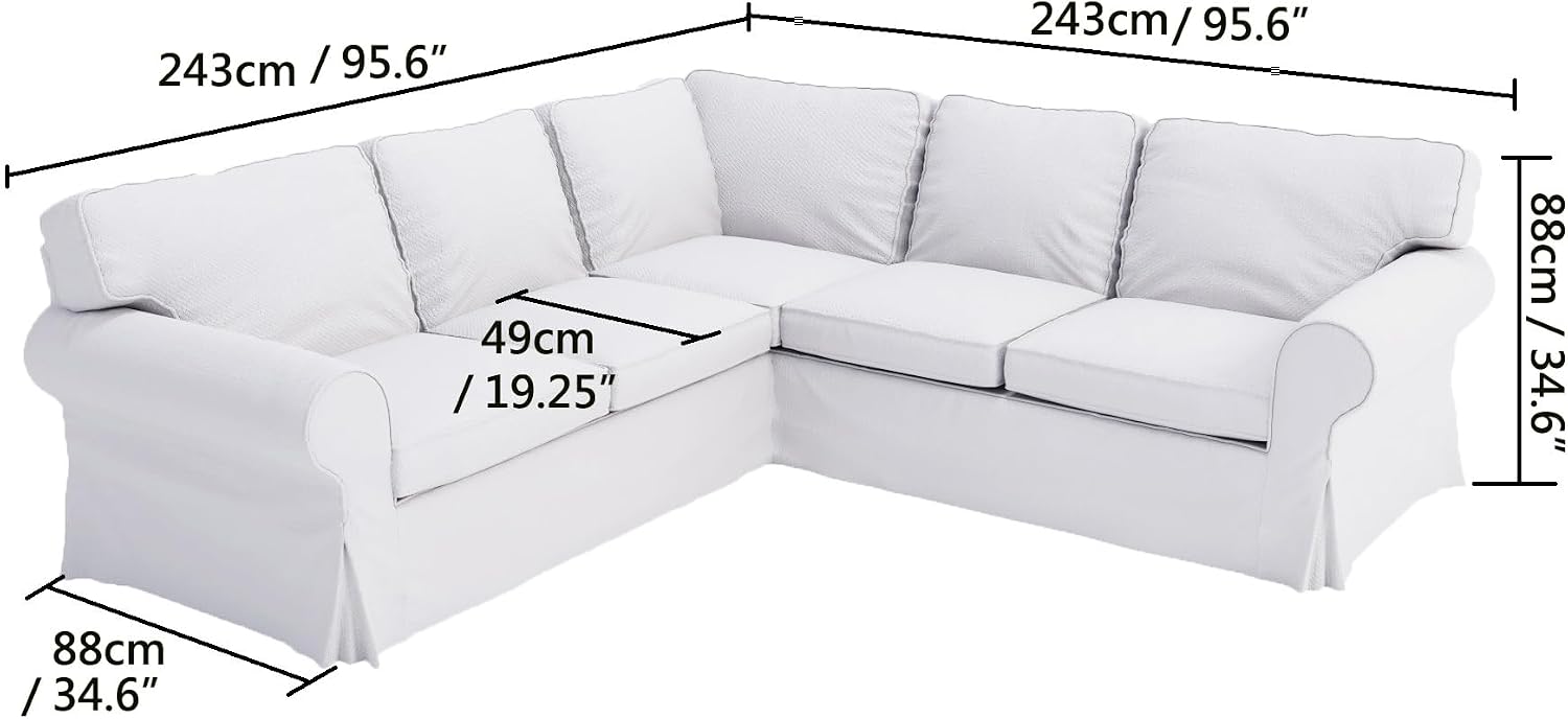 Velvet Pets Friendly Sectional Corner Sofa Covers Made Compatible with IKEA Ektorp 4 Four Seat Couch Sofa Slipcovers (Velvet Blue Ektorp 2+2)