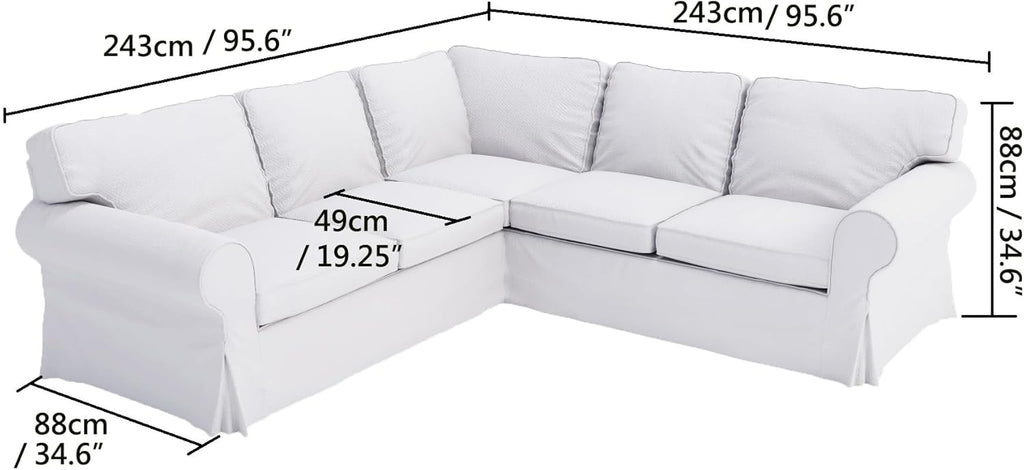 Velvet Pets Friendly Sectional Corner Sofa Covers Made Compatible with IKEA Ektorp 4 Four Seat Couch Sofa Slipcovers (Velvet Light Gray Ektorp 2+2)