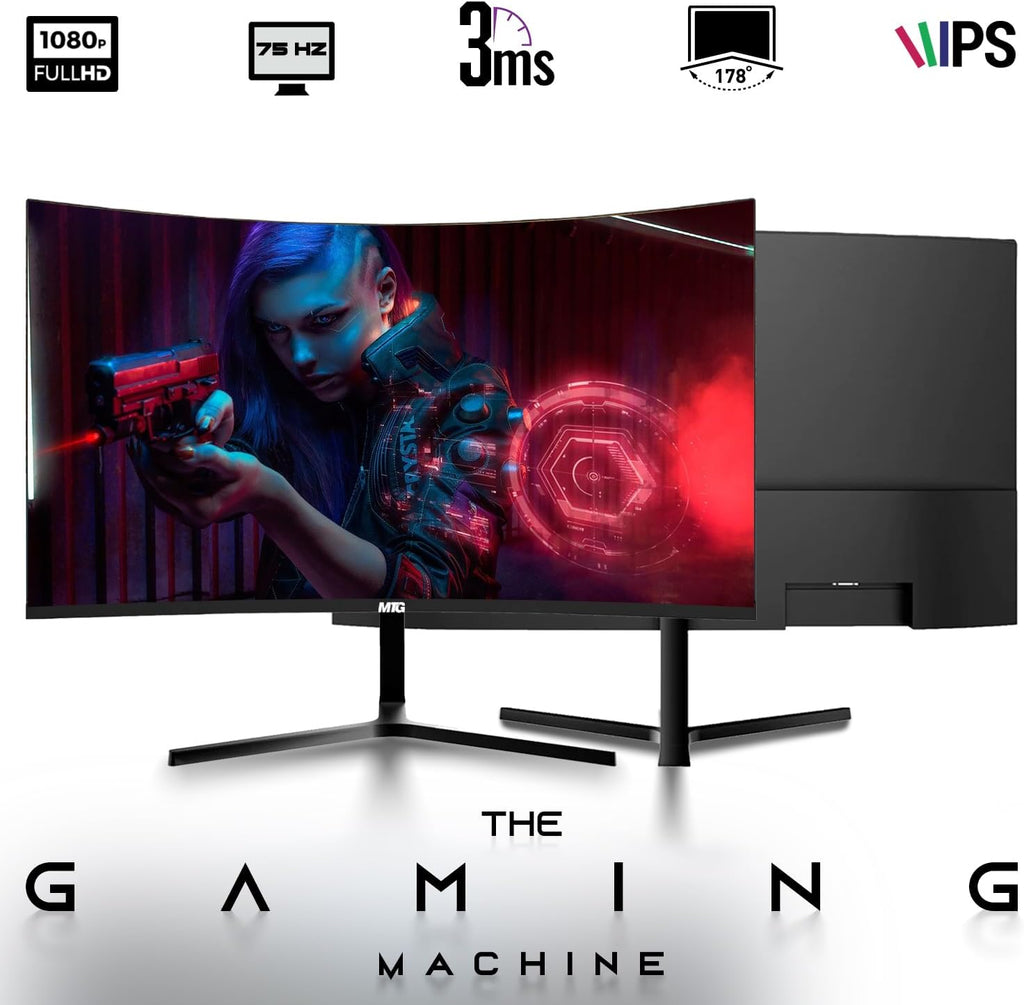 TechMagnet Nova Gaming Desktop PC Bundle with Core i7 32GB RAM 1TBSSD 24 inch Curved Monitor RTX 2060 Graphics RGB Keyboard with AI-Enabled Copilot Key Mouse Headphones Webcam Windows 11(Renewed)
