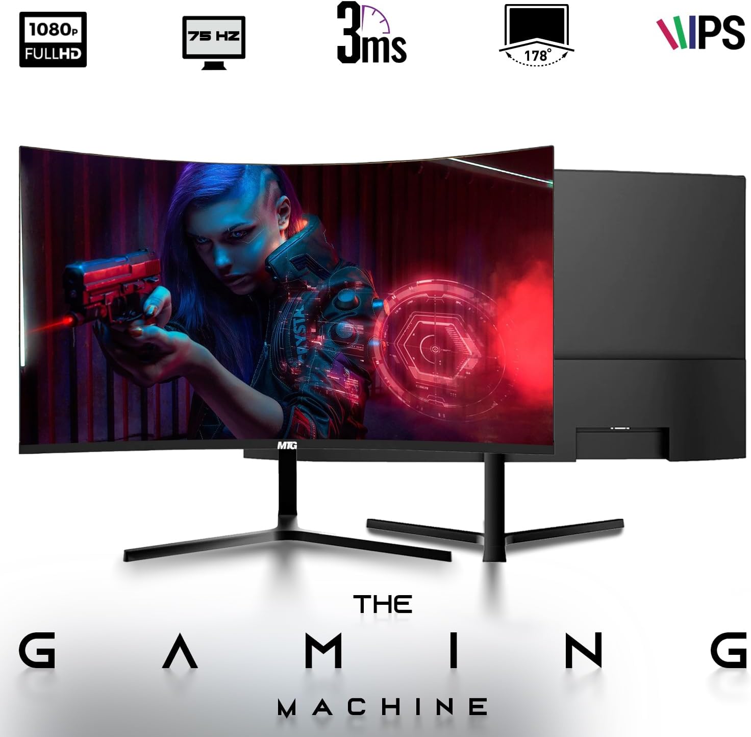 TechMagnet Nova Gaming Desktop PC Bundle with Core i7 32GB RAM 1TBSSD 24 inch Curved Monitor RTX 2060 Graphics RGB Keyboard with AI-Enabled Copilot Key Mouse Headphones Webcam Windows 11(Renewed)
