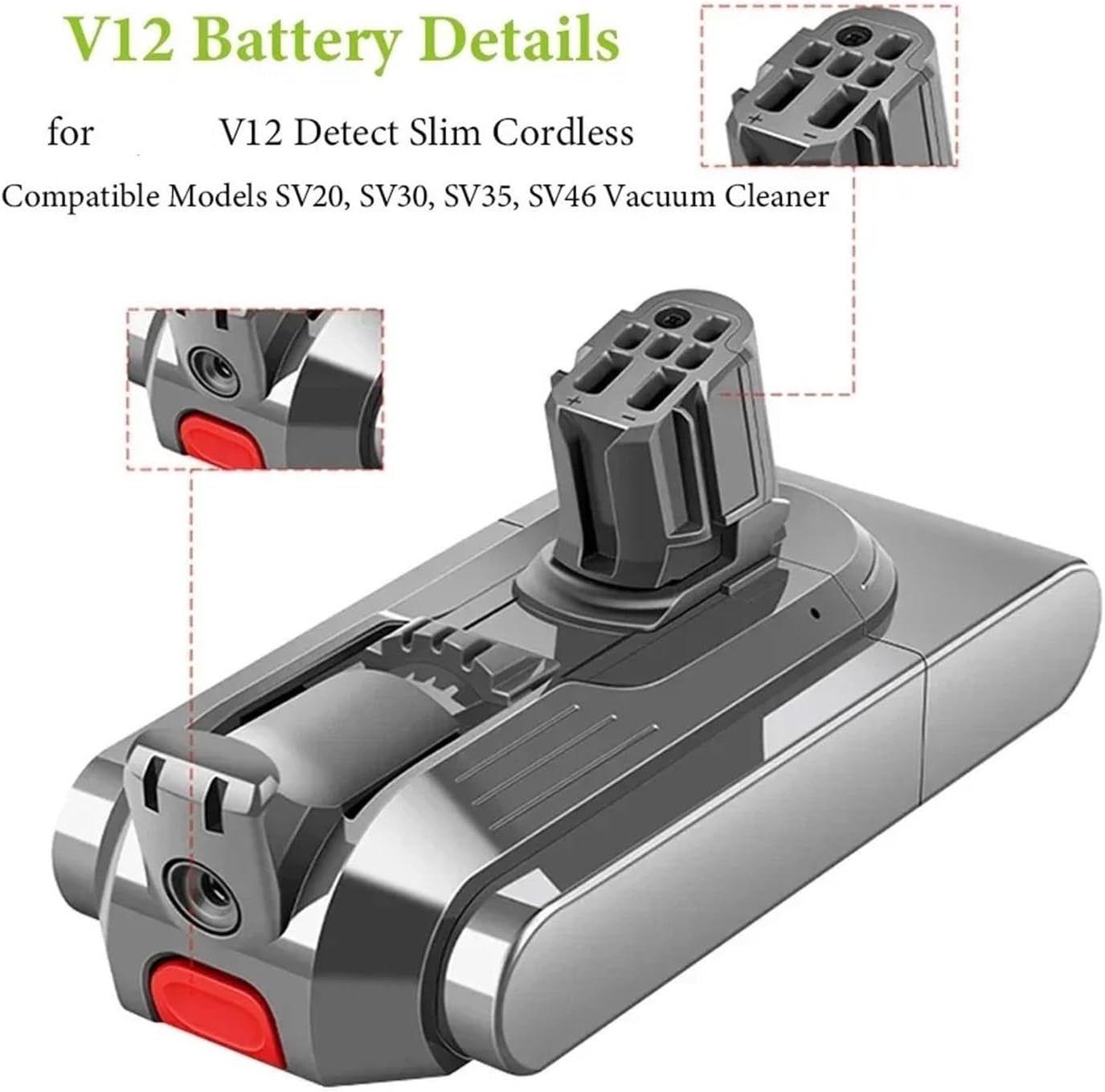 Vacuum Cleaner Battery,Battery ，Compatible for Dyson V12， Detect Slim Cordless V11 Absolute Extra V11 Absolute V11 Animal V11-SV14,V11-SV15 Battery 25.5V 3000mAh Battery(1pc V12)