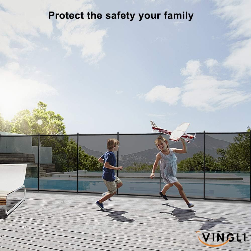 VINGLI Pool Fence 4Ft x 72Ft Swimming Pool Fence in Ground Pool Safety Fencing, Black
