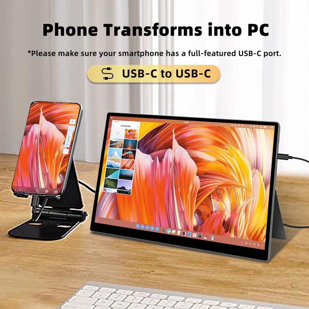 Portable Small Monitor 10.5 inch USB C 100% sRGB 1500:1 FHD 1920x1280 IPS Touch Ultra-Thin External Second Screen Display for Gaming Computer PC Phone Mac