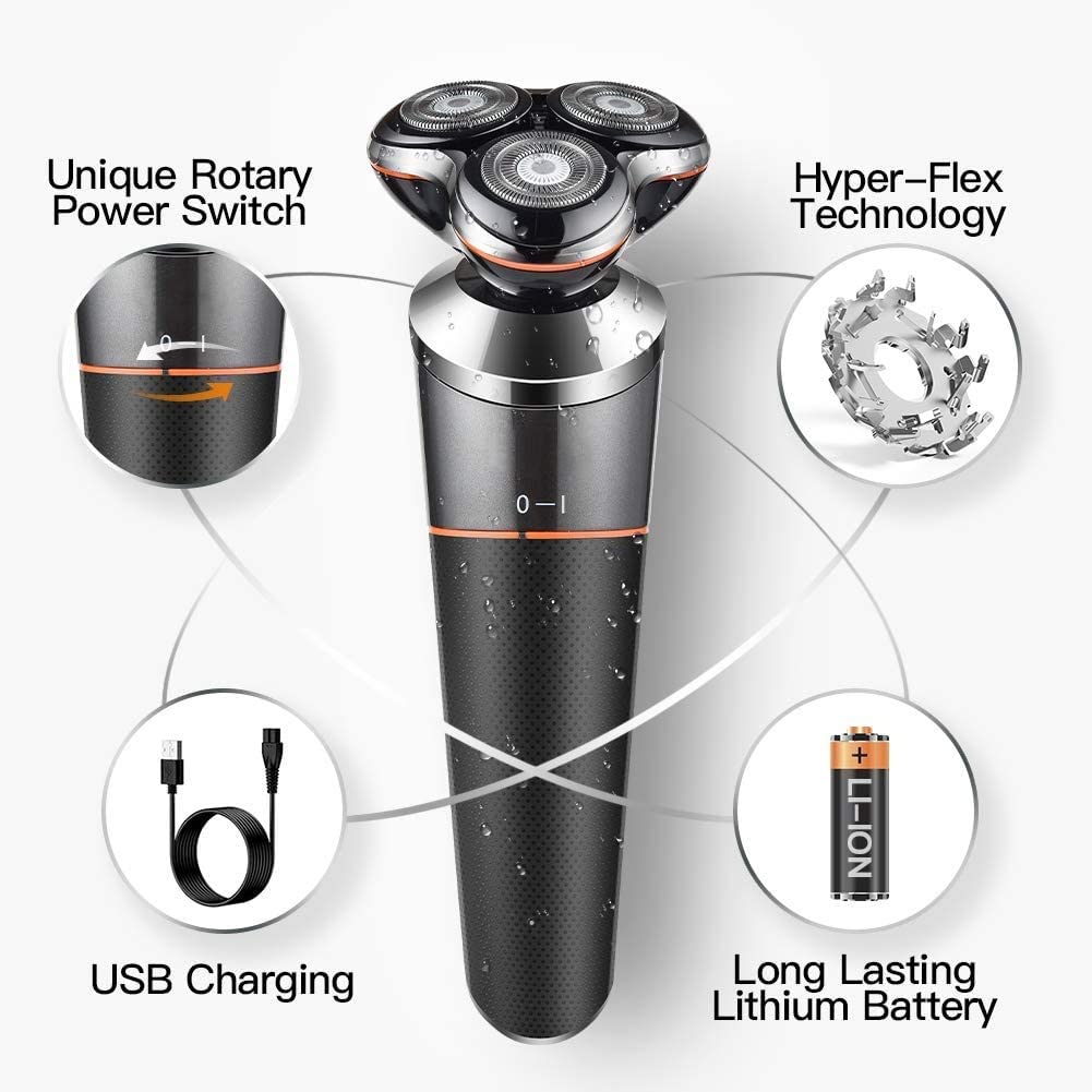 Electric Razor for Men, 3 In 1 Wet Dry Electric Shaver For Men Facial Body Beard Hair Trimmer Nose Ear Rechargeable Electric Razor Beard Shaving Machine