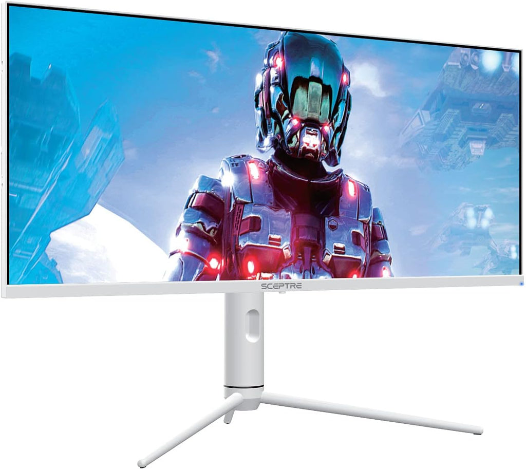 Sceptre IPS 34' White UltraWide Monitor 3440 x 1440p HDR400 1ms up to 144Hz 95% DCI-P3 PIP PBP DisplayPort HDMI USB-C Height Adjustable (E345B-QUN168W)