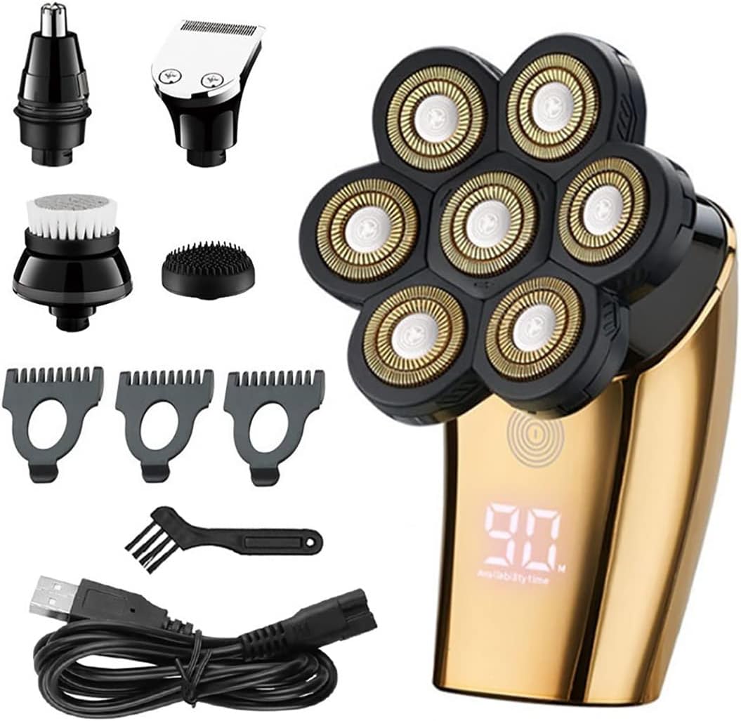 Electric Razor for Men, 5 In 1 Men's Grooming Kit 7-blade Rechargeable Electric Shaver Washable Electric Razor For Men Beard Body Hair Trimmer Shaving Machine