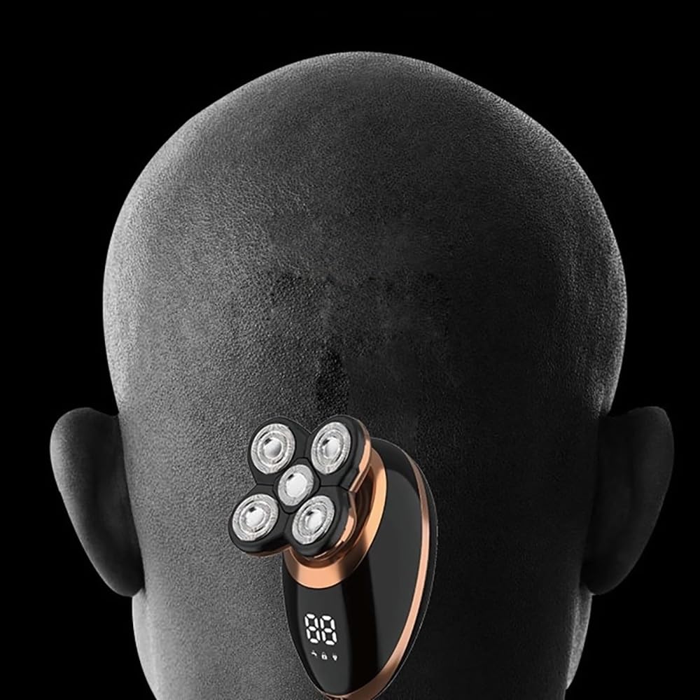 Head Shavers for Bald Men, 5 in 1 Wet Dry Electric Shaver for Men Beard Hair Trimmer Electric Razor Rechargeable Bald Shaving Machine LCD Display Grooming Kit
