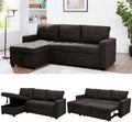 Naomi Home L Shaped Sectional Couch with Storage & Pull Out Bed – 3-in-1 Convertible Sleeper Sofa Bed, Small L Shape Sofa for Living Room, Sofa Bed with Storage Chaise in Espresso, Velvet