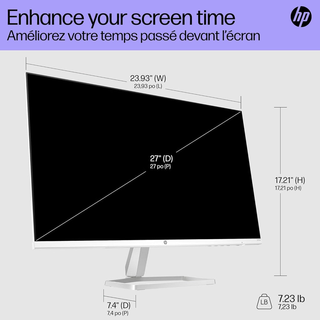 HP Series 5 27 Inch Computer Monitor IPS Full HD 300 nits 100Hz 5ms Integrated Speakers HDMI Port Audio Jack Anti-Glare Adjustable Tilt PC Screen Desktop Monitor, 527sa 94F48AA (Renewed)