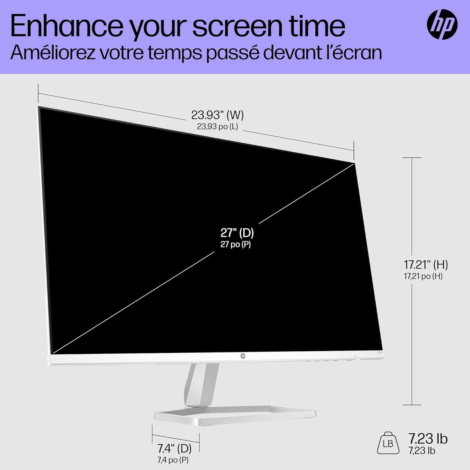 HP Series 5 27 Inch Computer Monitor IPS Full HD 300 nits 100Hz 5ms Integrated Speakers HDMI Port Audio Jack Anti-Glare Adjustable Tilt PC Screen Desktop Monitor, 527sa 94F48AA (Renewed)
