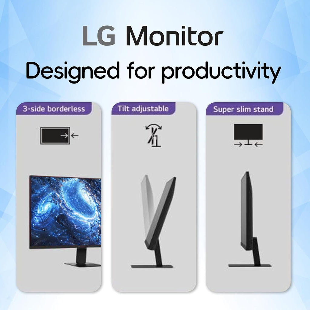 LG 32' QHD IPS Monitor, 2560 x 1440, 100Hz, HDR10, 99% sRGB, USB-C with 15W Power Delivery, 3-Side Borderless Design, Dynamic Action Sync, Tilt Adjustable for Home Office and Productivity