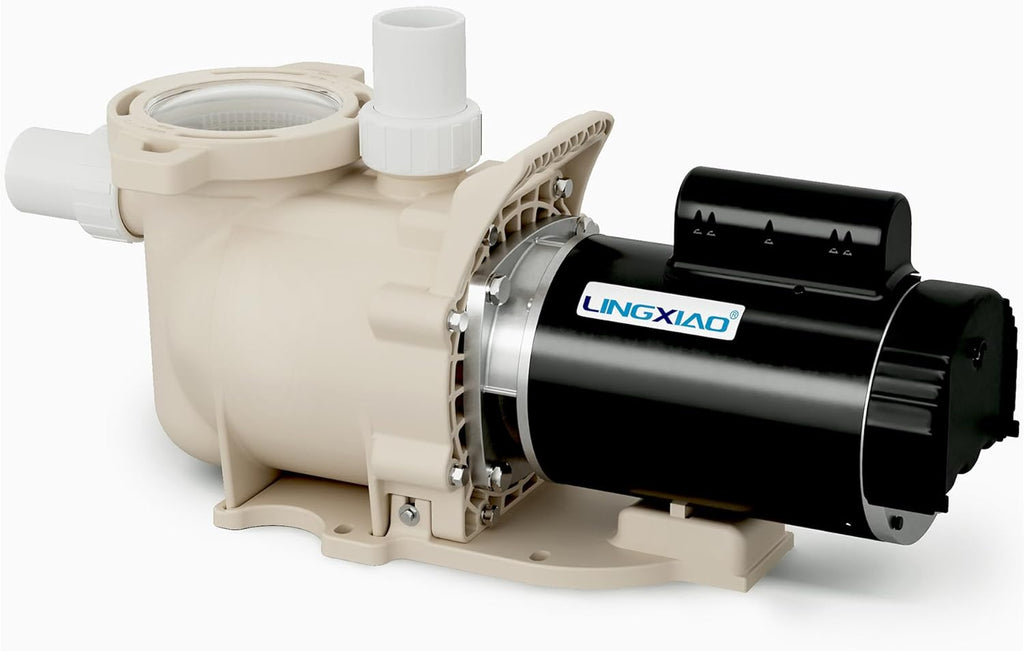 Single Speed Pool Pump 1.5HP, 115/208-230V, 6340GPH, In/Above Pool Pump, Low Nosie, High Flow, Powerful Self Primming Swimming Pool Pumps Inground with 2'/1.5' Fittings - 2 Year Warranty