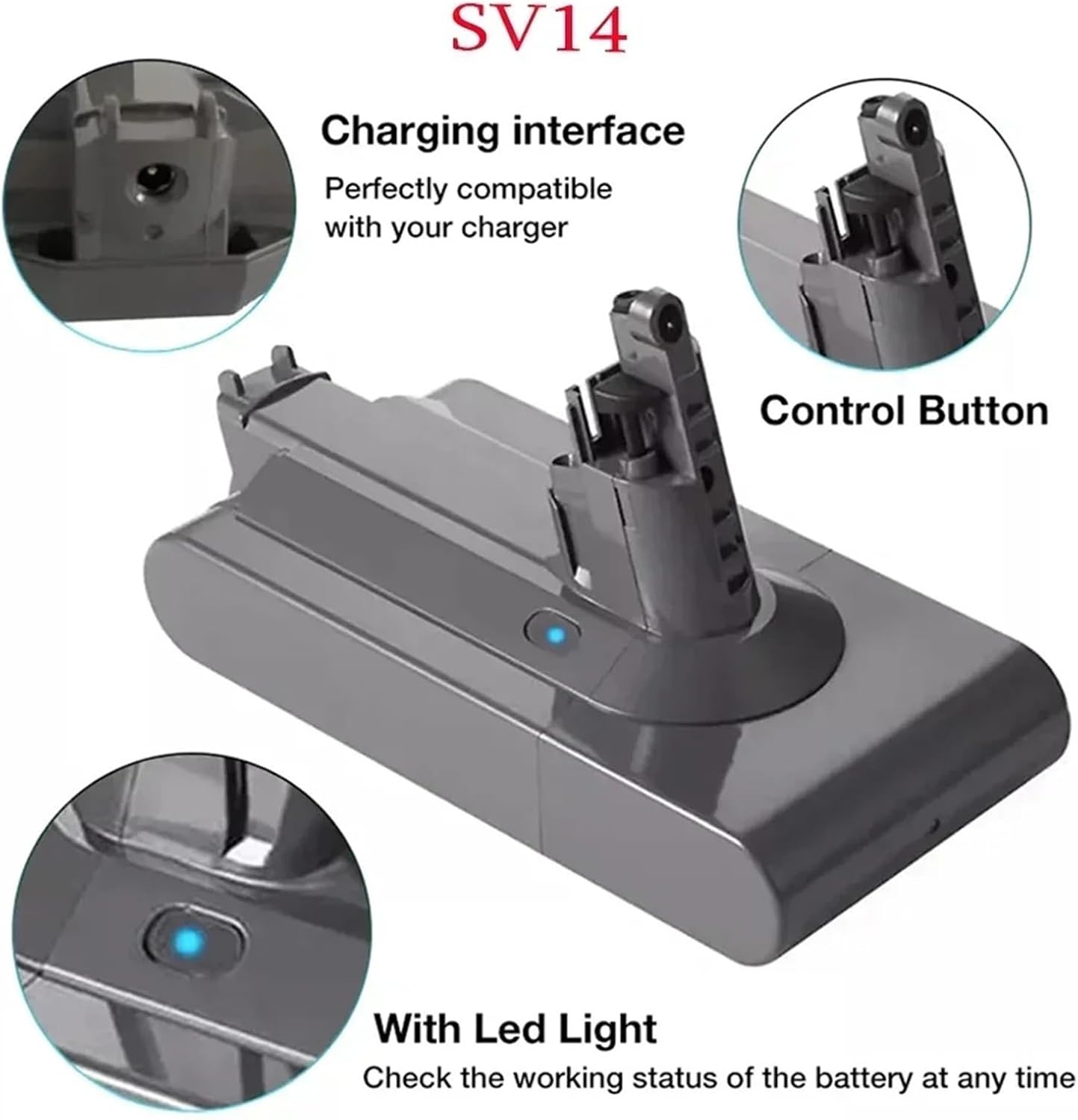 High Capacity 25.2V 6000mAh/8000mAh Battery Compatible for Dyson V11 Type Vacuum Cleaner, Compatible with SV15/SV14(SV14 8000mAh)