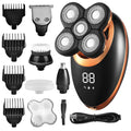 Head Shavers for Bald Men, Electric Shaver for Men Beard Hair Trimmer Electric Razor 5D Floating Five Blade Heads Electric Nose Hair Trimmer LCD Display (Color : Golden)