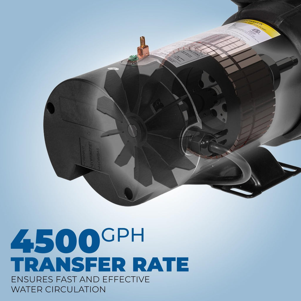 XtremepowerUS 1.5HP Above Ground Swimming Pool Pump 2-Speed Pump Spa 1.5' inch High Flow Dual Speed Self Filter Basket w/ Pool Hose Adapter