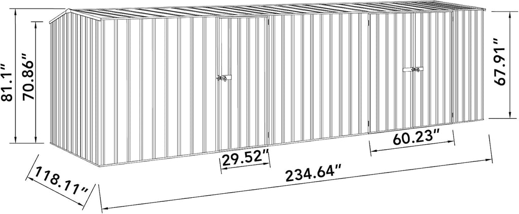 Absco Workshop 20 Ft. x 10 Ft. Metal Storage Shed DIY Galvanized Steel Sheds for Lawn Mower, Equipment, Workbench, Tools, Garden in The Yard, Garden, Patio, Outdoor Storage (Woodland Gray)