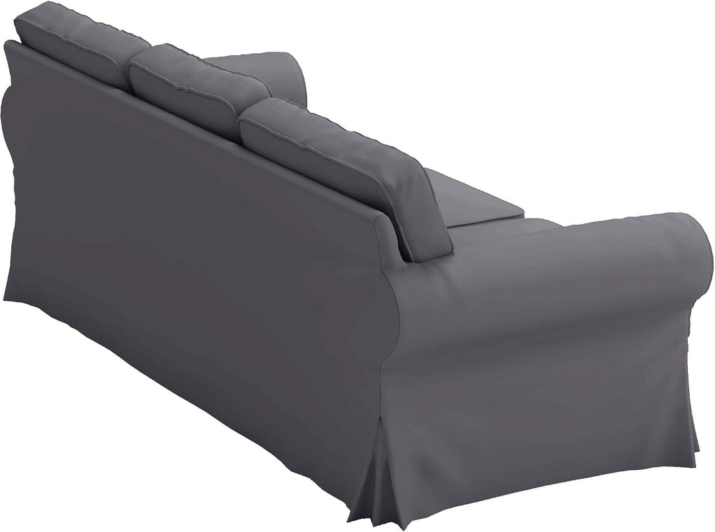 Sofa Covers Compatible with IKEA Ektorp 3 Seat Sofa Slipcovers (Polyester Flax Dark Gray, Ektorp Sofa)