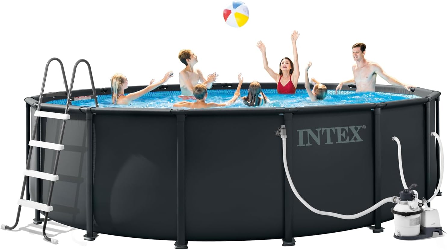 INTEX 26317MZ 15ft x 48in Ultra XTR Frame Deluxe Above Ground Swimming Pool Set with 1500 GPH Sand Filter Pump, Removable Ladder, Ground Cloth, Pool Cover, SuperTough, Puncture and Rust Resistant